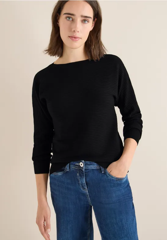 Lockerer Pullover mit Rippstrukturmix
