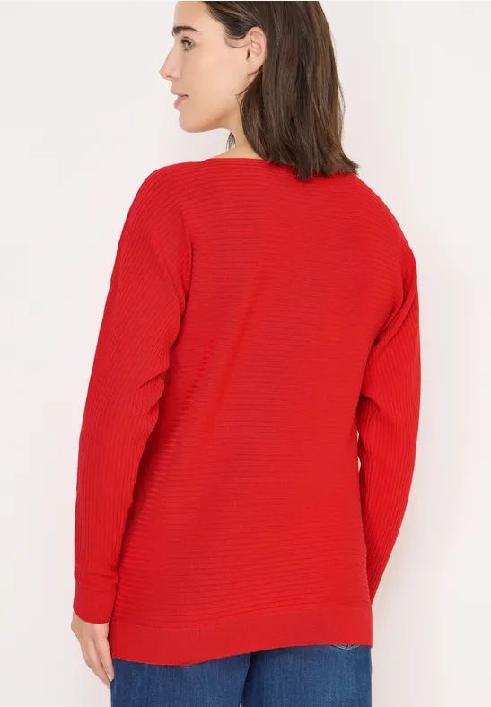 Strukturierter Pullover mit U-Boot-Ausschnitt