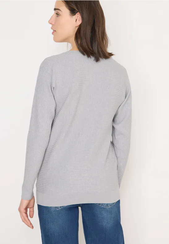Rippstruktur-Pullover mit U-Boot-Ausschnitt