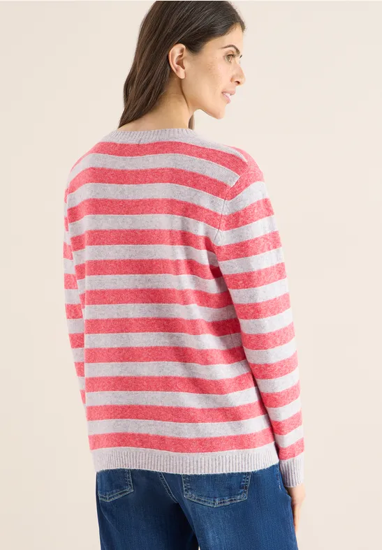 Gestreifter Melange Strickpullover