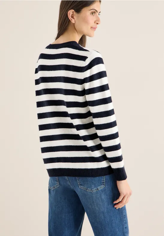 Gestreifter Melange Strickpullover