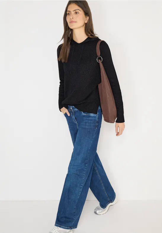 Glitzernder Jacquard-Strick-Hoodie