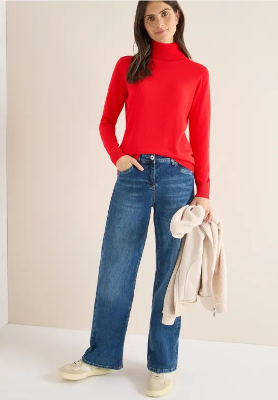 Klassischer Feinstrick-Pullover mit Rollkragen