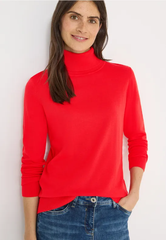 Klassischer Feinstrick-Pullover mit Rollkragen