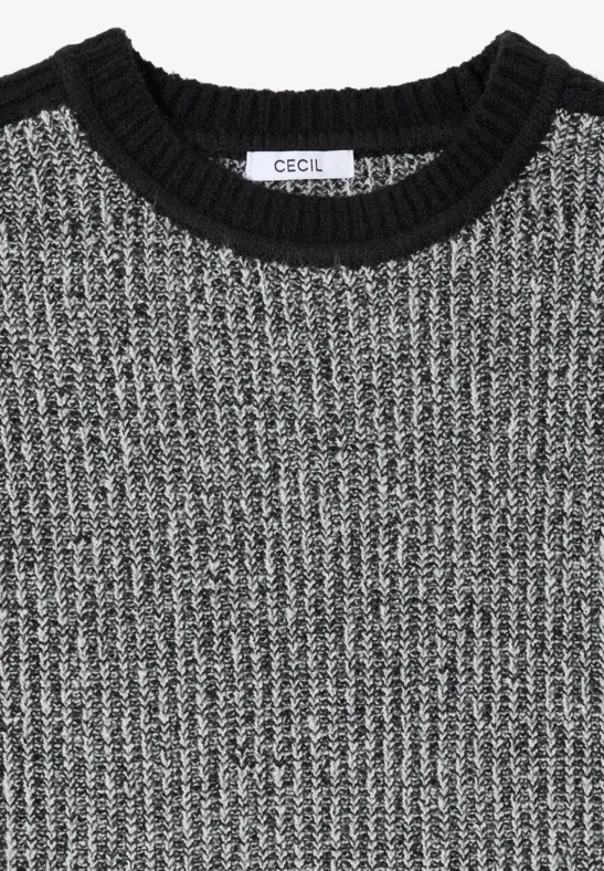 Mouliné-Strickpullover mit Color-Blocking