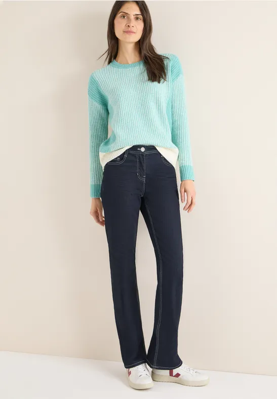 Strukturierter Mouliné-Strickpullover im Colorblocking-Design