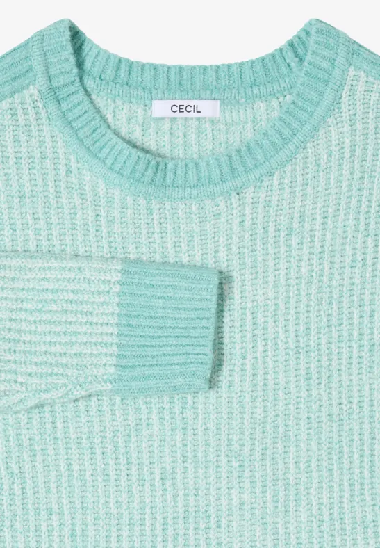 Strukturierter Mouliné-Strickpullover im Colorblocking-Design
