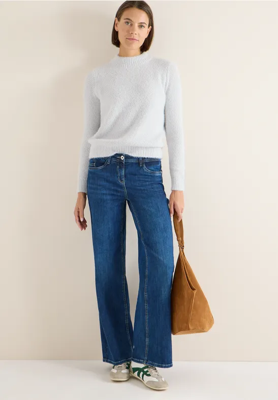 Strukturierter Jacquard-Pullover mit Stehkragen