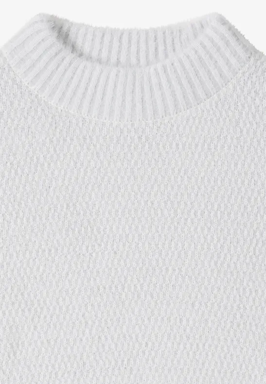Strukturierter Jacquard-Pullover mit Stehkragen