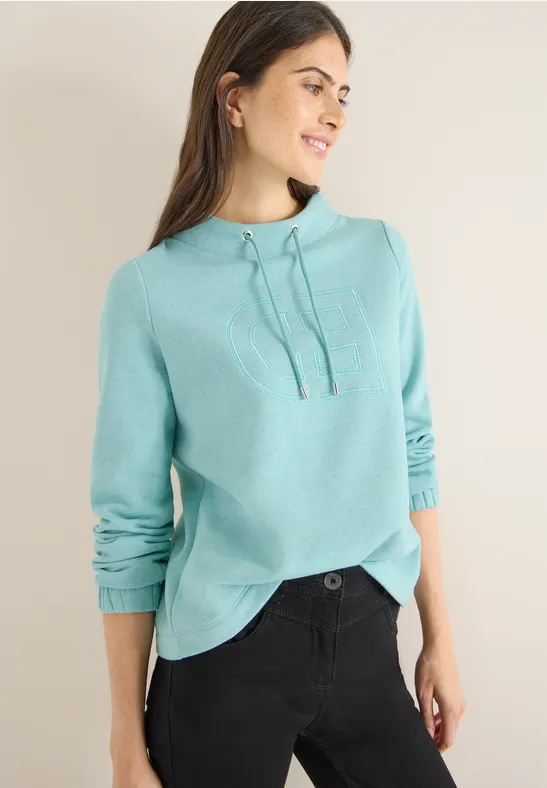 Besticktes Sweatshirt mit Stehkragen