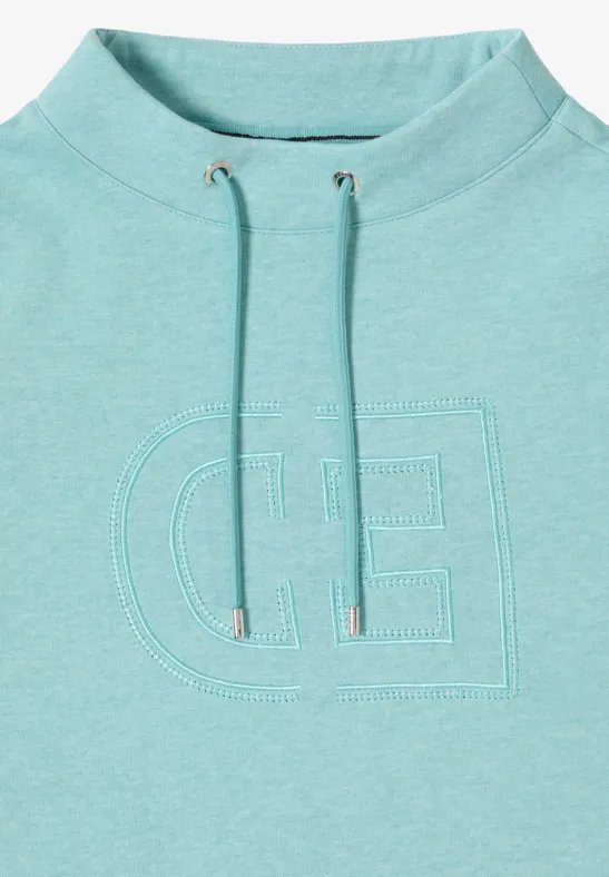 Besticktes Sweatshirt mit Stehkragen