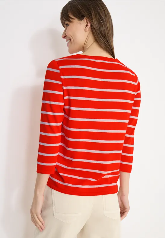 Gestreifter Feinstrick-Pullover