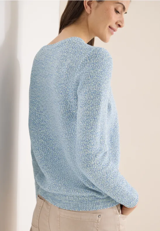 Strukturierter Space-Dye Strickpullover