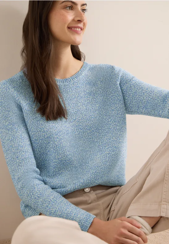 Strukturierter Space-Dye Strickpullover