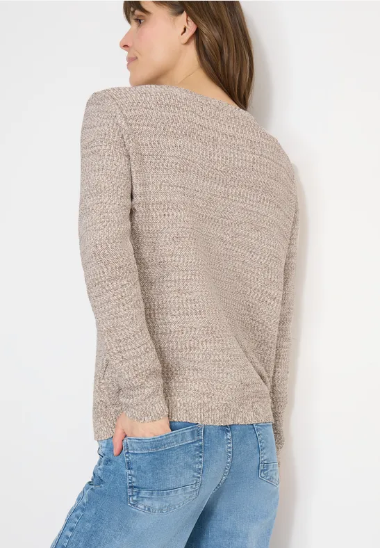 Melange-Strickpullover mit Rundhalsausschnitt