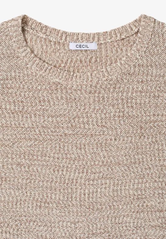 Melange-Strickpullover mit Rundhalsausschnitt