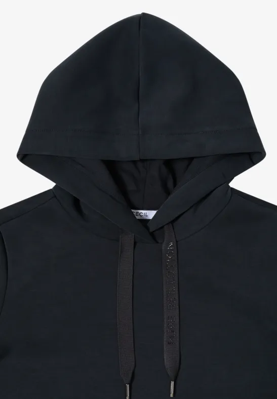 Kapuzenpullover mit Schmuckstein-Kängurutasche
