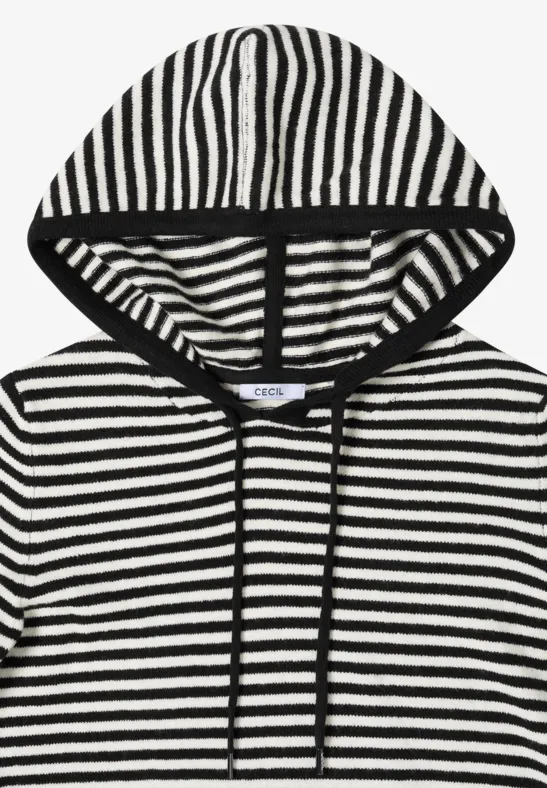 Gestreifter Feinstrick-Hoodie