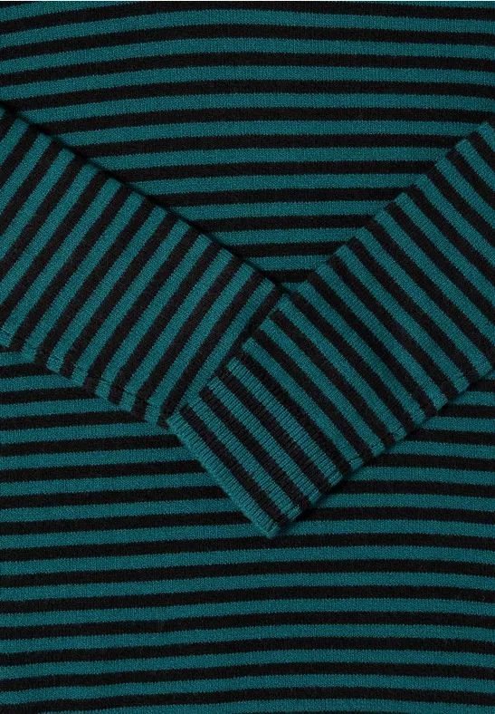 Gestreifter Strickhoodie mit Tunnelzug