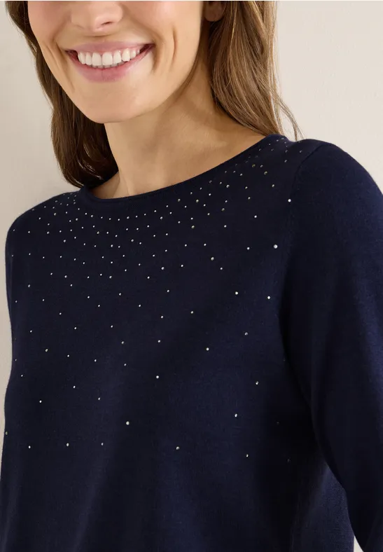 Feinstrickpullover mit Glitzersteinen