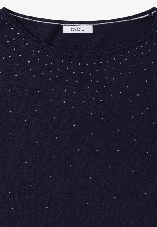 Feinstrickpullover mit Glitzersteinen
