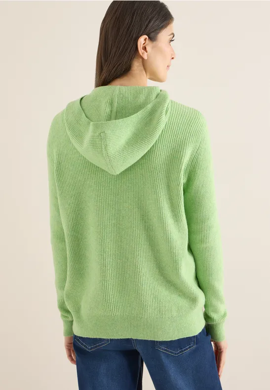 Weicher Rippstrick-Kapuzenpullover