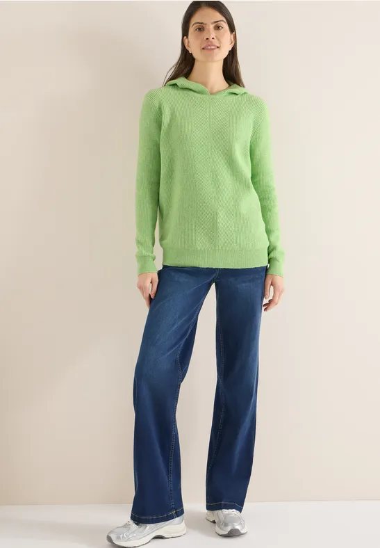 Weicher Rippstrick-Kapuzenpullover