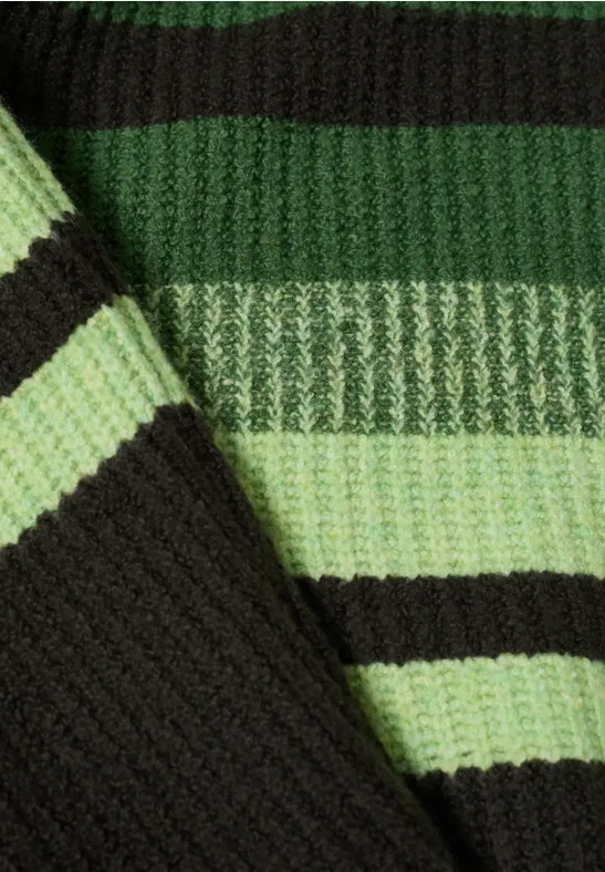 Gestreifter Mouliné-Pullover mit Stehkragen