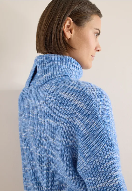Rollkragenpullover mit Space-Dye-Muster