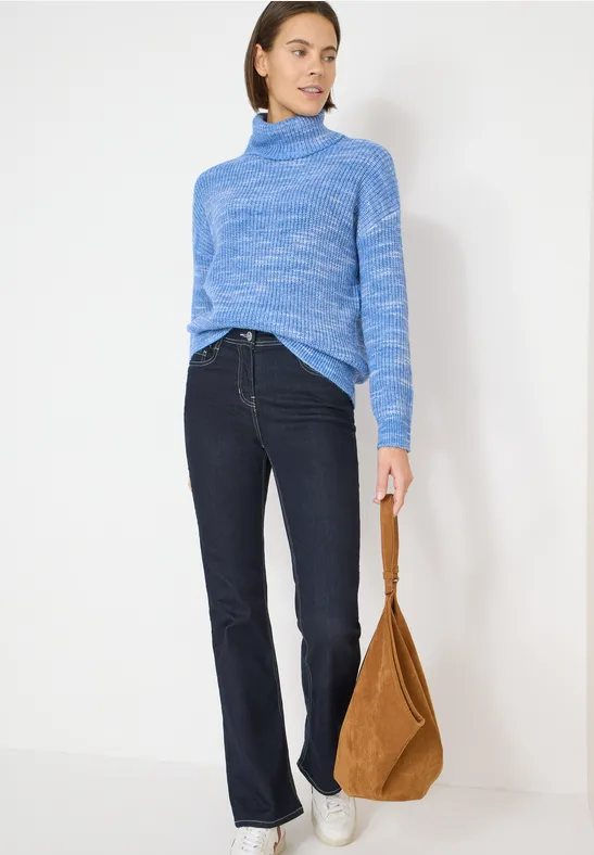 Rollkragenpullover mit Space-Dye-Muster