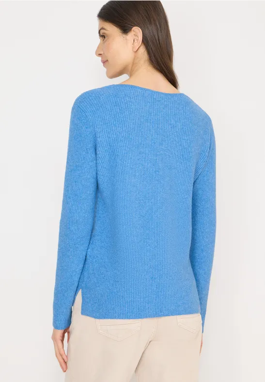 Rippstrick-Pullover mit V-Ausschnitt