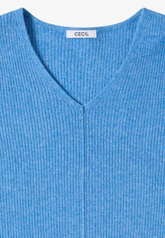Rippstrick-Pullover mit V-Ausschnitt