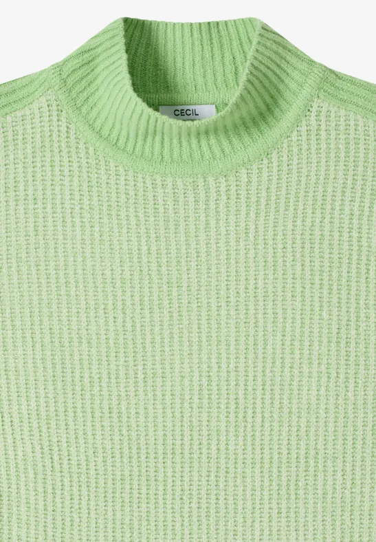 Gerippter Colorblock Stehkragenpullover