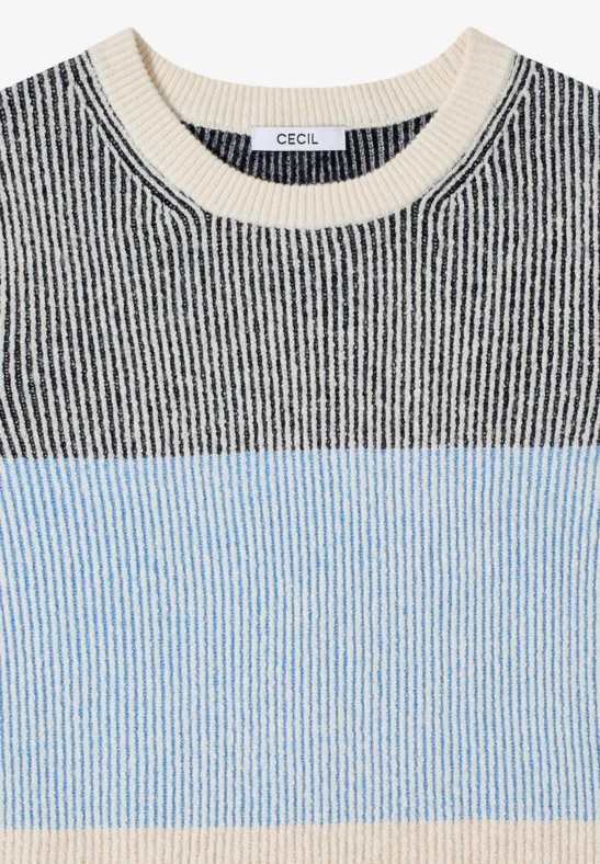 Gerippter Colorblock-Baumwollmix-Pullover