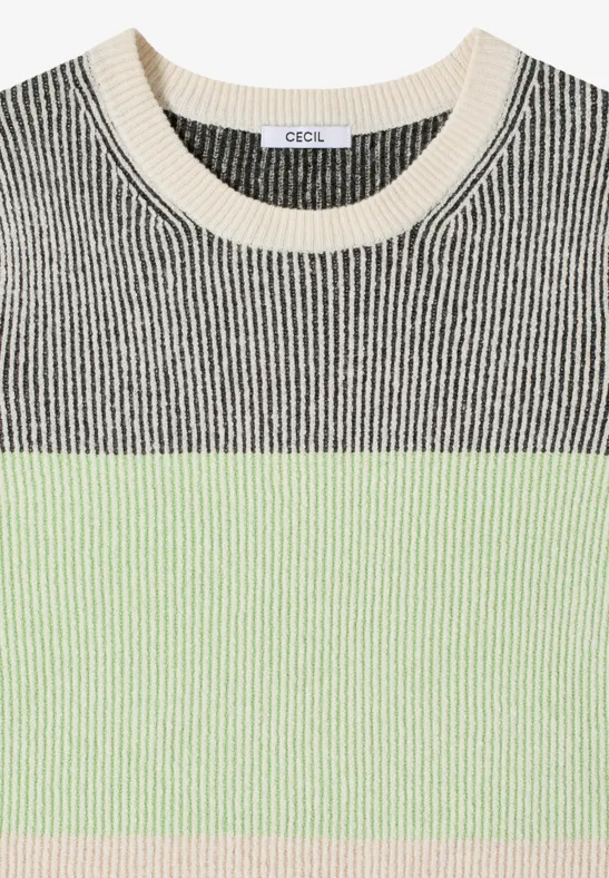 Weicher gestreifter Colorblock-Pullover