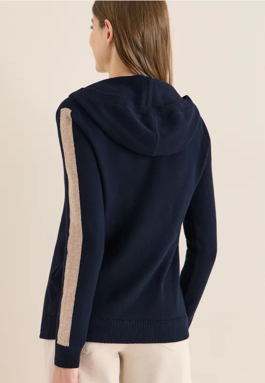 Strickhoodie mit Kontrast-Gallonstreifen