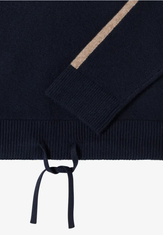 Strickhoodie mit Kontrast-Gallonstreifen