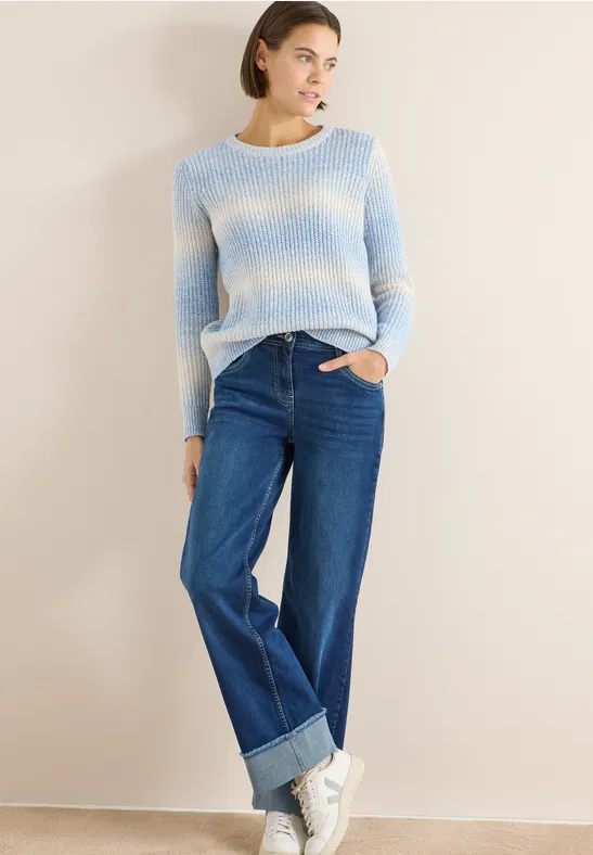 Rundhalspullover mit Space-Dye-Muster