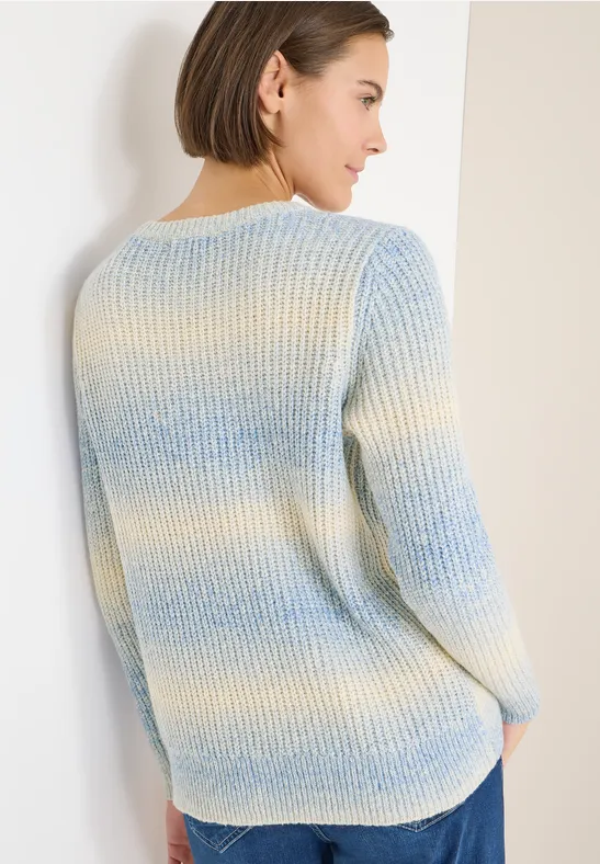 Rundhalspullover mit Space-Dye-Muster