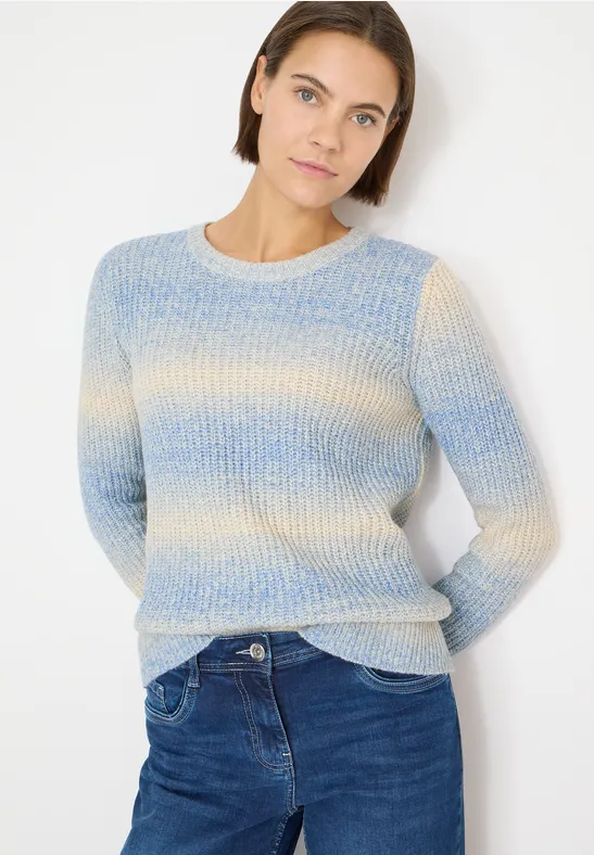 Rundhalspullover mit Space-Dye-Muster