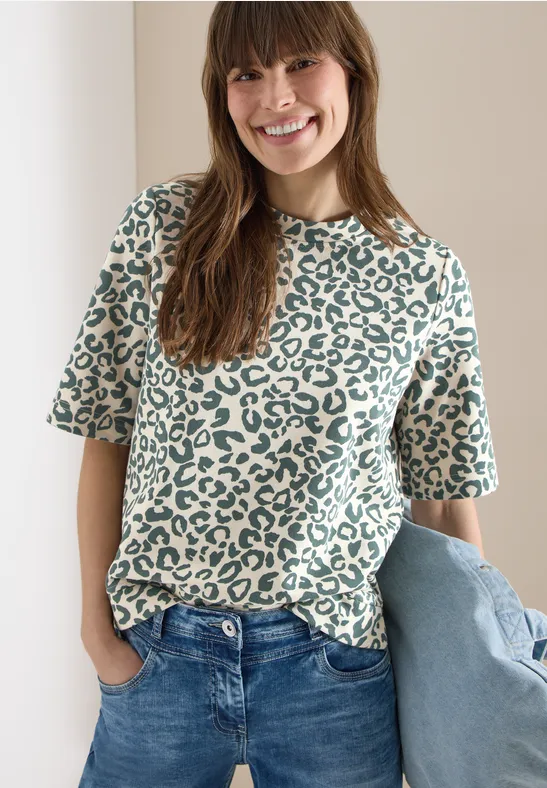 Kurzarm-Sweatshirt mit Leoparden-Muster