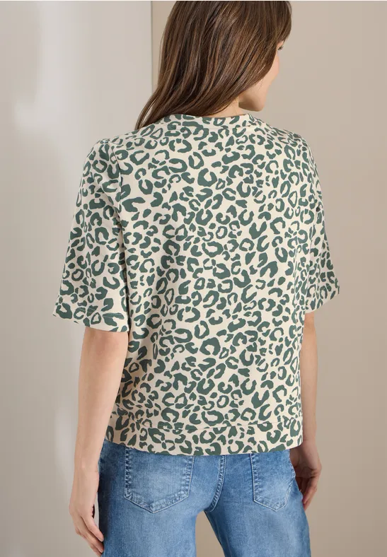 Kurzarm-Sweatshirt mit Leoparden-Muster