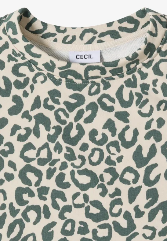 Kurzarm-Sweatshirt mit Leoparden-Muster