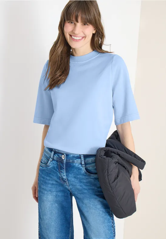 Lässiges Kurzarm-Sweatshirt in Garment-Dye