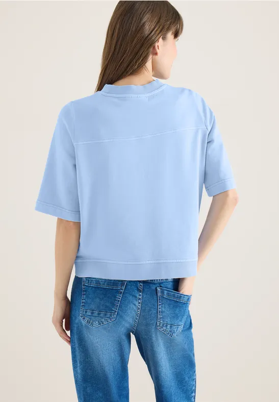 Lässiges Kurzarm-Sweatshirt in Garment-Dye