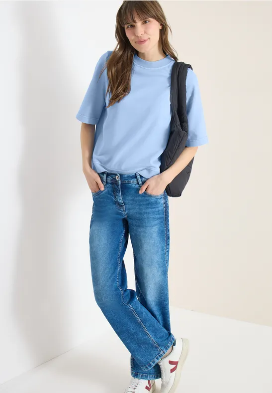 Lässiges Kurzarm-Sweatshirt in Garment-Dye