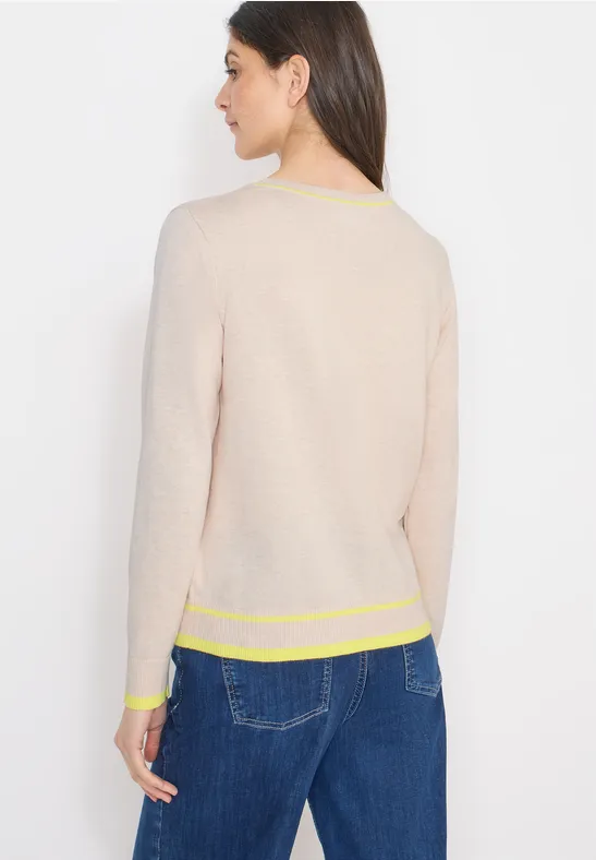 Baumwollpullover mit Kontrastdetails