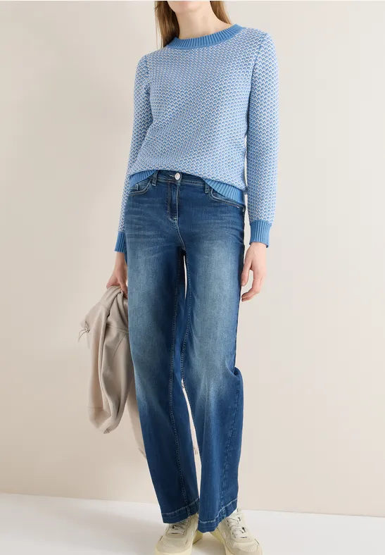Zweifarbiger Pullover mit Grafikmuster