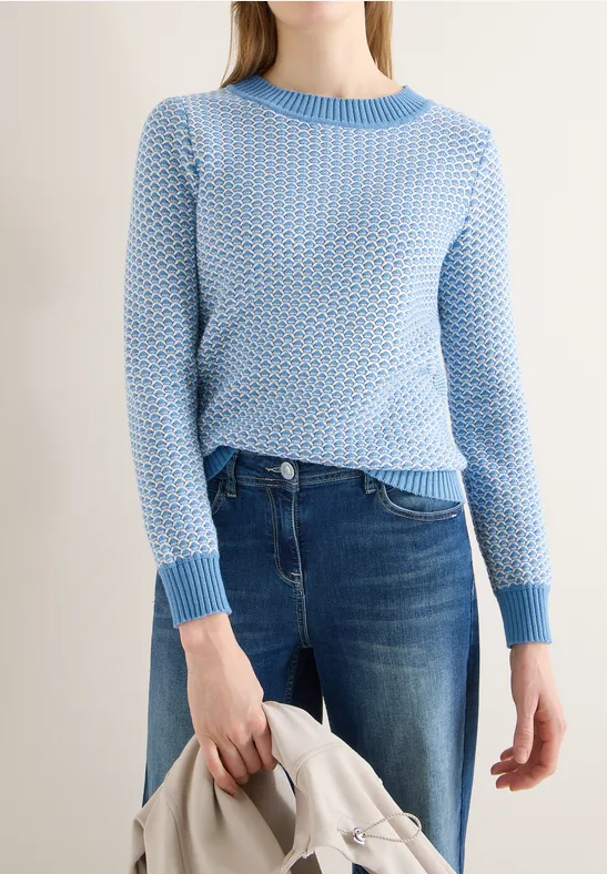 Zweifarbiger Pullover mit Grafikmuster