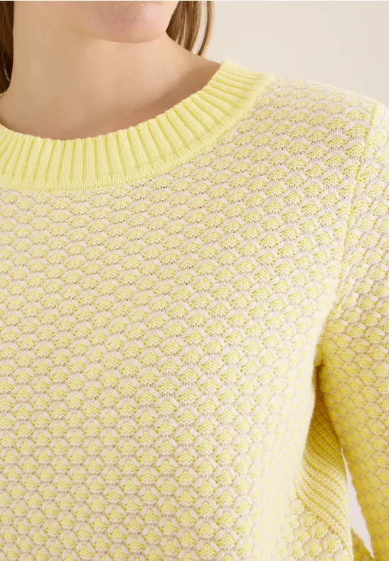 Zweifarbiger Strickpullover mit Grafikmuster